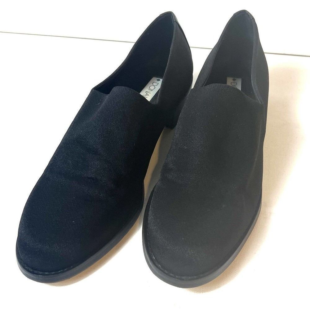 Donald J Pliner Women's 9.5 M Black Elastic Shoe Stretch Slip On Pump Block Heel